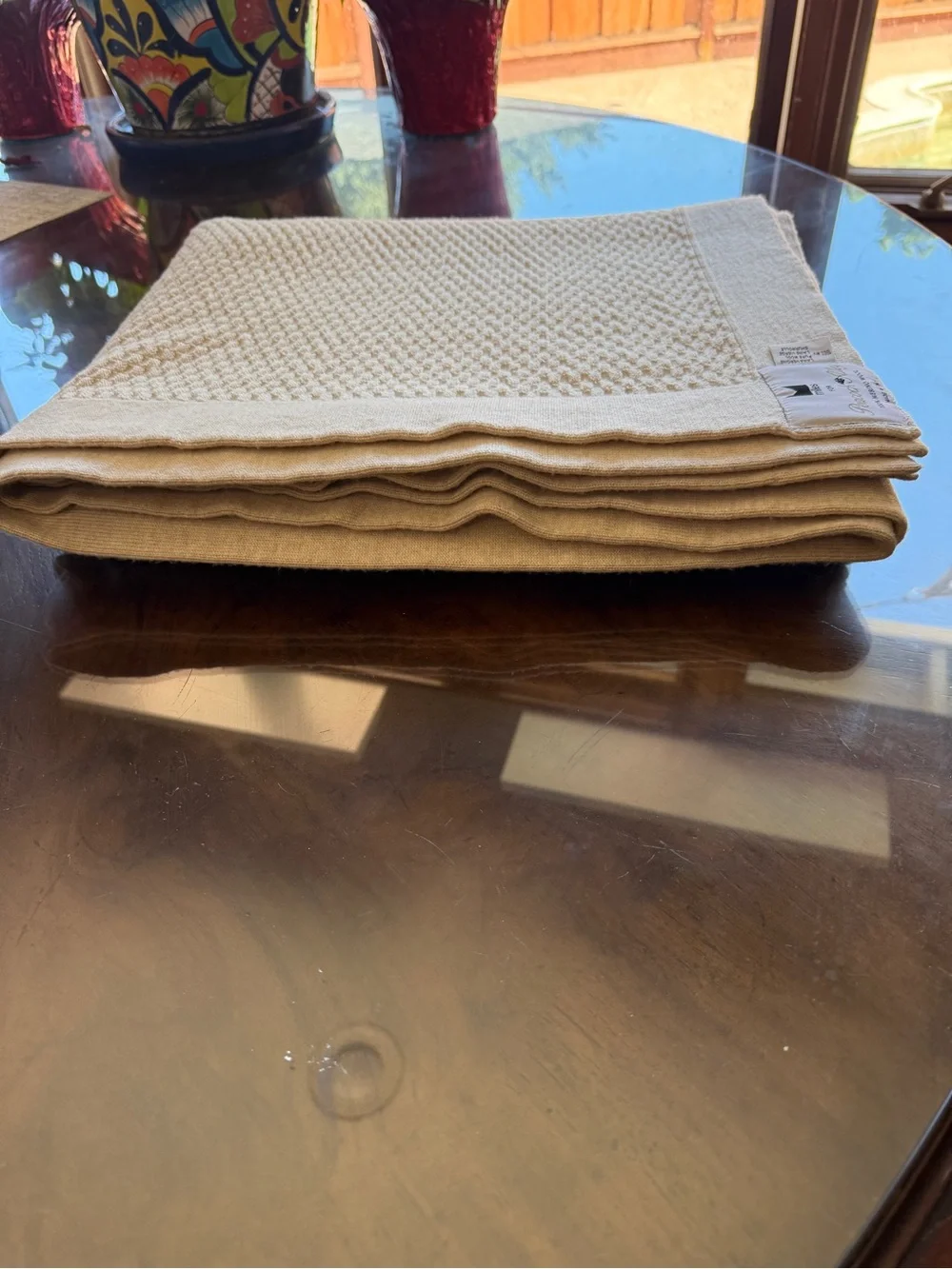 Peacock Alley Merino Wool Throw Blanket Cream Italy 54 x70